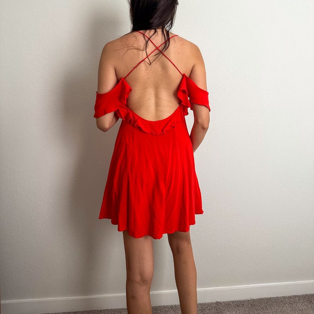 Red Ruffle Dress - Picture 4 of 6